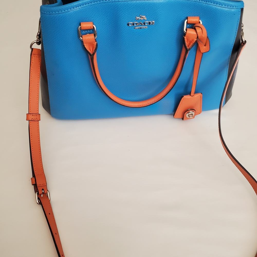 Coach Colorblock Leather Satchel/Top Handle with Crossbody Strap Bag - Picture 5 of 11